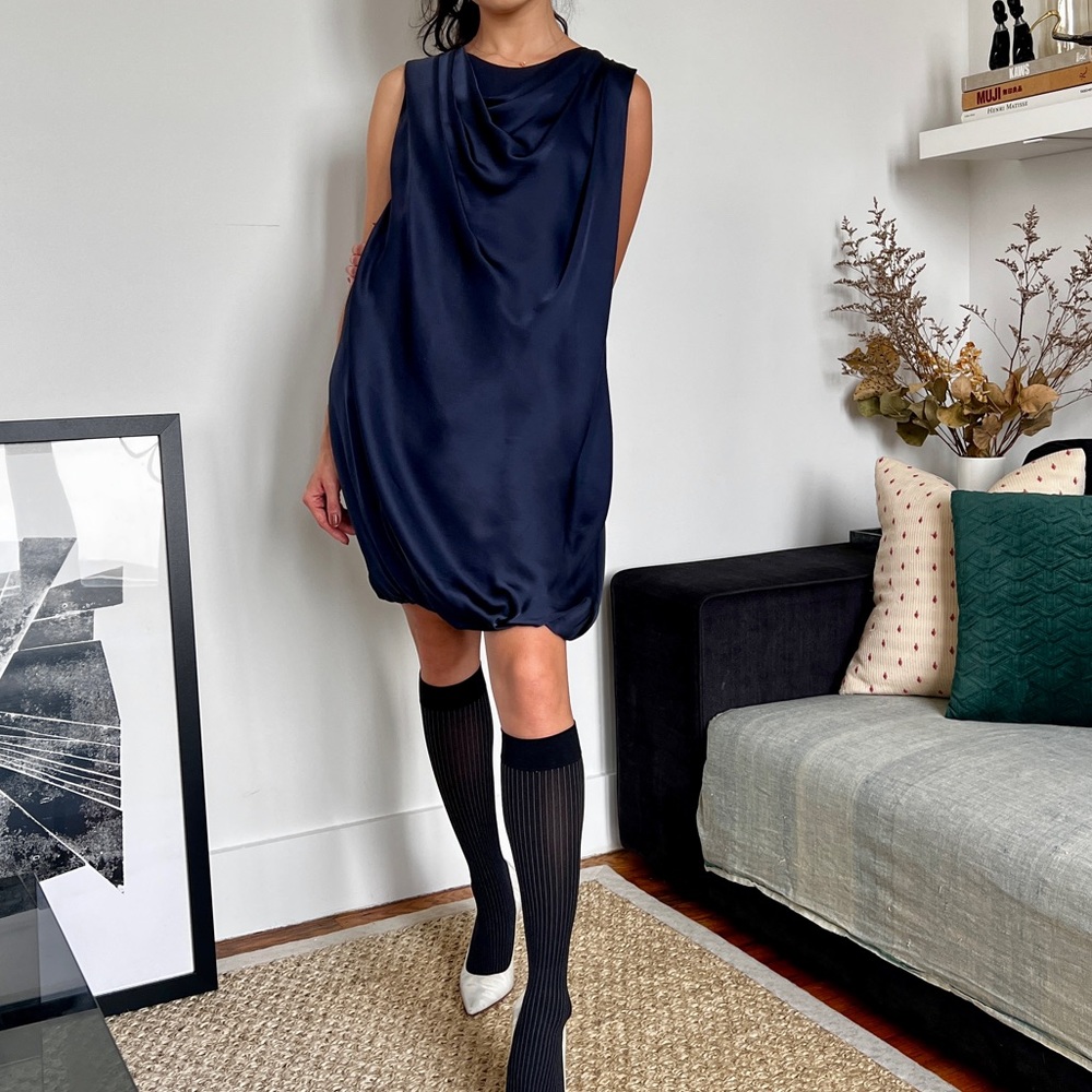 Jill Stuart Navy Blue Silk Dress, M